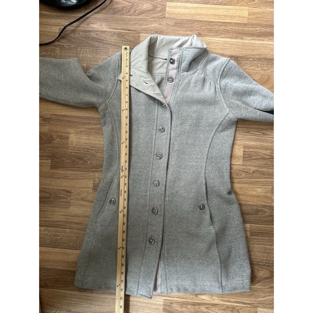 Kuhl Womens Savina Alfpaca Fleece Peacoat Sz M Oatmeal Beige Button Full Length - Picture 8 of 8